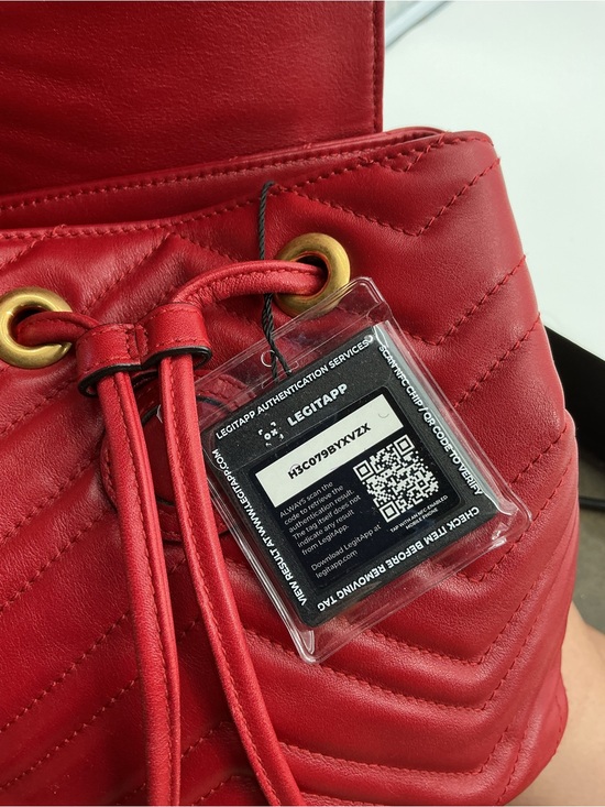 Gucci GG Marmont Mini Backpack Red Matelassé Leather Antique Gold Auth COA main image 7